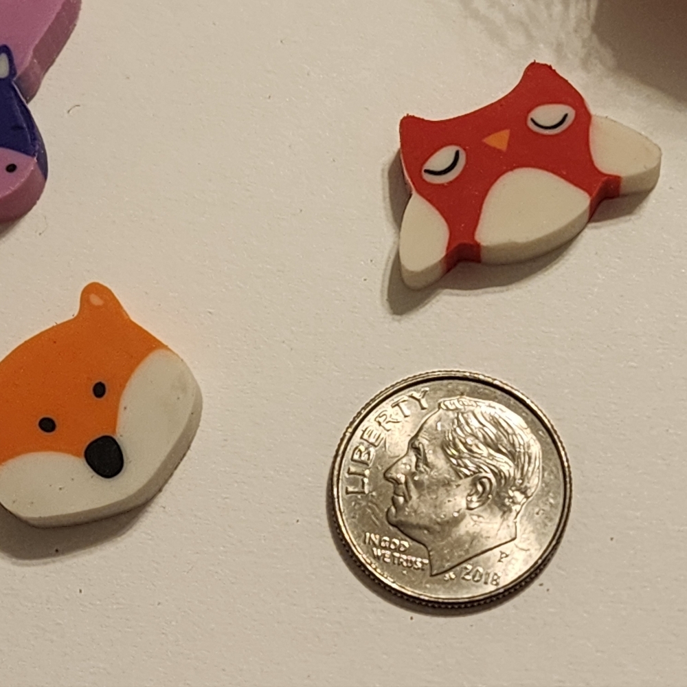 Forest Friends Mini Erasers - 60 Count Each (120 Total) Fox Moose Owl - Picture 3 of 5